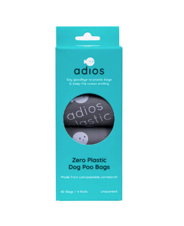 Adios Compostable Dog Poo Bags 60 Bags no Handles Grey - HOUNDS